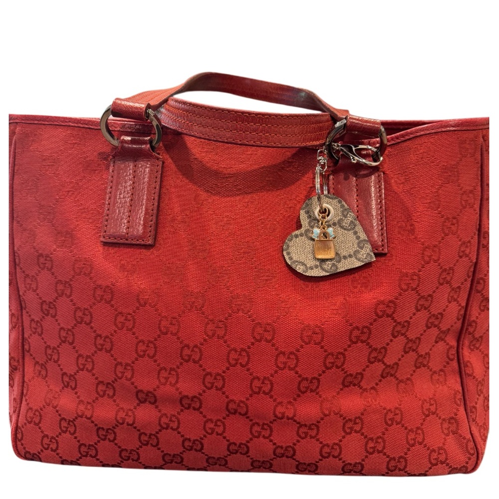 Gucci Vintage Red Tote Canvas Bag